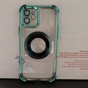 Protective Clear IPhone 12 Case with Teal Accents
